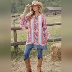 NEW As U Wish Floral Dress - Pink and Blue